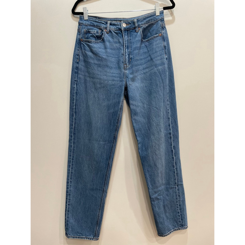 American Eagle Mom Straight Leg Jeans Size 6 Long High Rise Minimalist